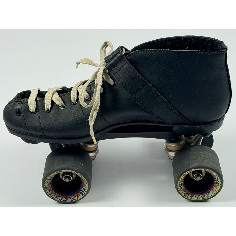 Riedell Carrera Roller Skates Black Speed Quad Skates Hyper 95A Wheels Size 9 - Picture 4 of 10
